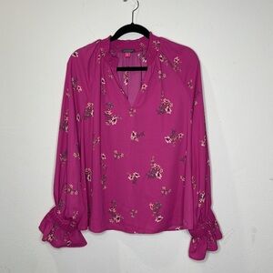 Vince Camuto “Fall Harmony” Fuchsia Pink Blouse, Rouching Accents
